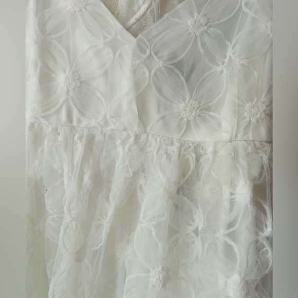 Lulus Radiate Elegance White Floral Tulle Midi Dress XL New with Tags NWT - Picture 4 of 5